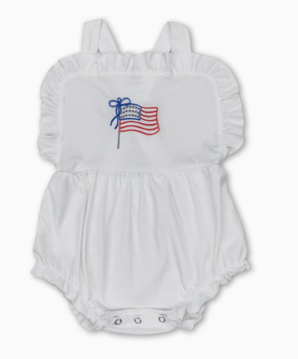 White Strap Flag Romper