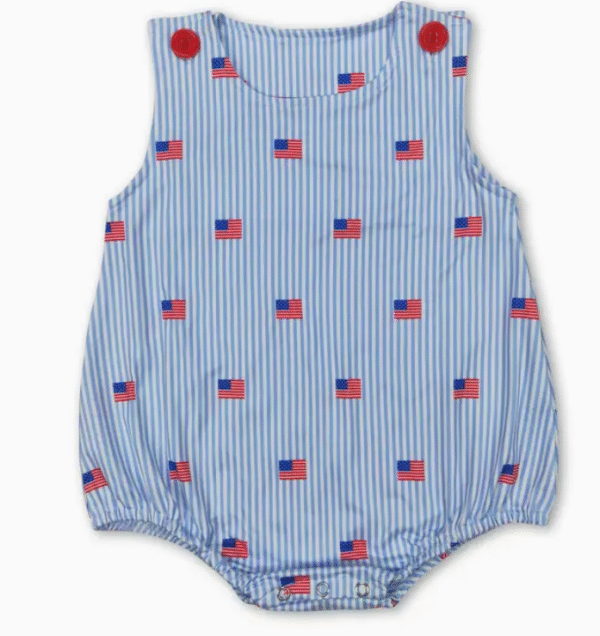Sleeveless Stripe Flag Baby Boys Romper