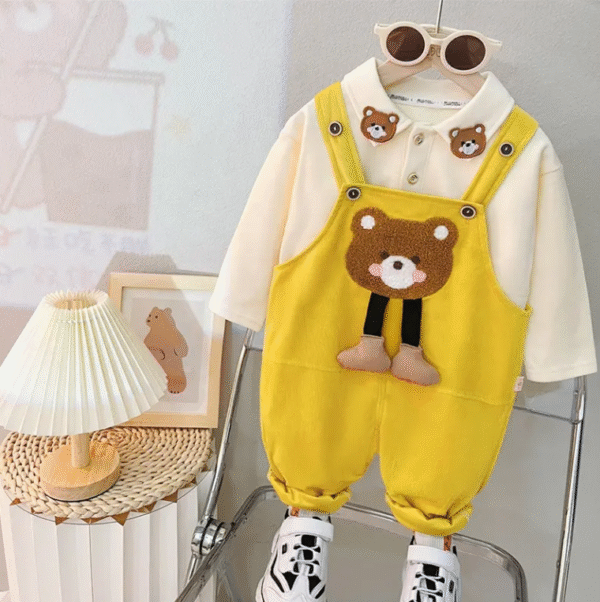 Teddy bear jumpsuit long sleeve blouse set - Imagem 4
