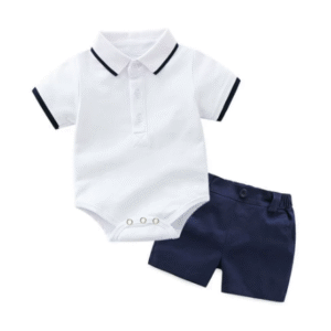 Polo bodysuit twill shorts set
