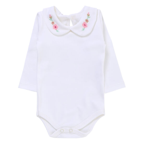 Set of Bodysuit with Embroidered Floral Collar and Pants - Imagem 2